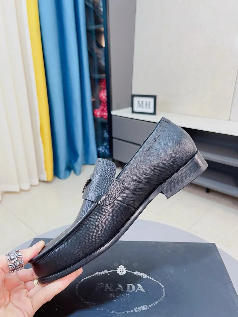Men's shoes 💰540🌹🌹【PRADA Leather Shoes】Top purchasing agency Original imported Italian custom-made open-edge beaded cowhide leather surface, fully imported water-dyed breathable cowhide lining, original factory special molded sole super comfortable, size: 38-44